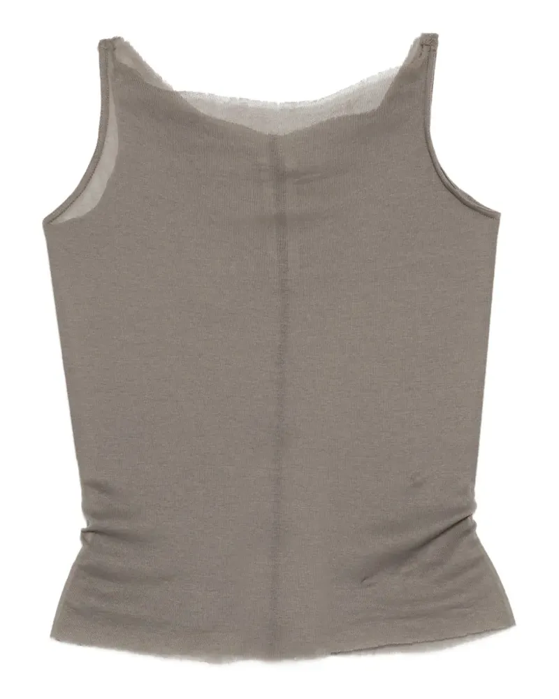 Rick Owens sheer raw-edge top - Grau Grau