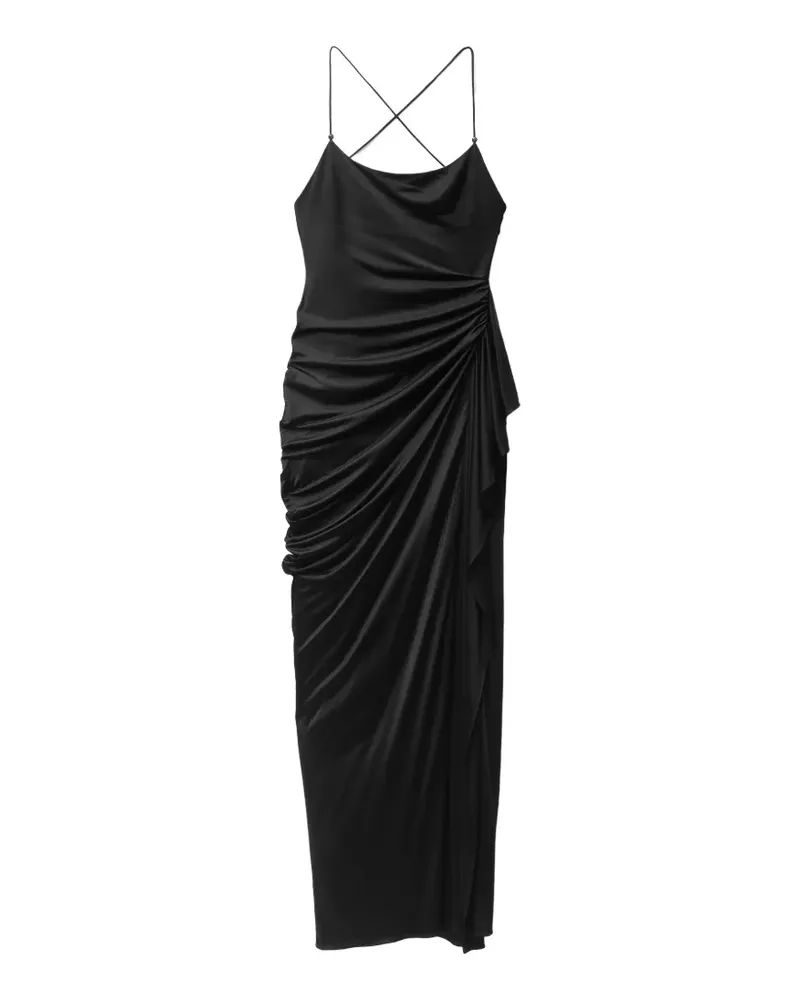 Versace crossover strap ruched dress - Schwarz Schwarz