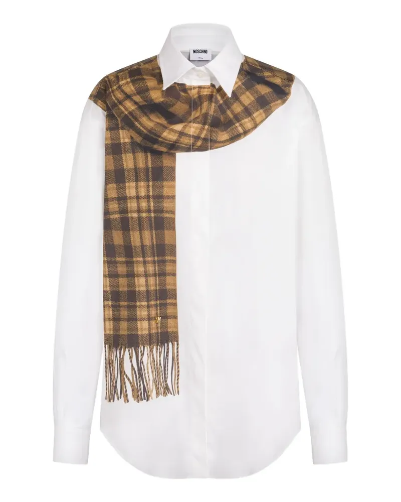 Moschino Kariertes Hemd mit Schal-Print - Weiß Weiß