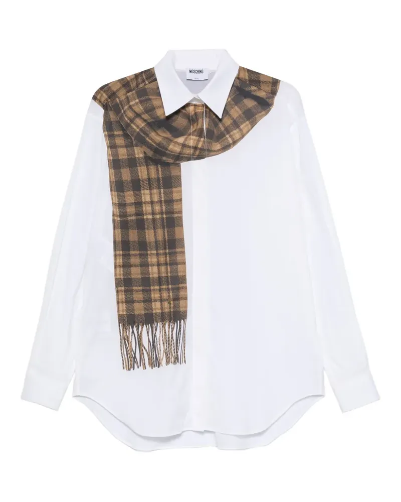Moschino check-pattern scarf-print shirt - Weiß Weiß