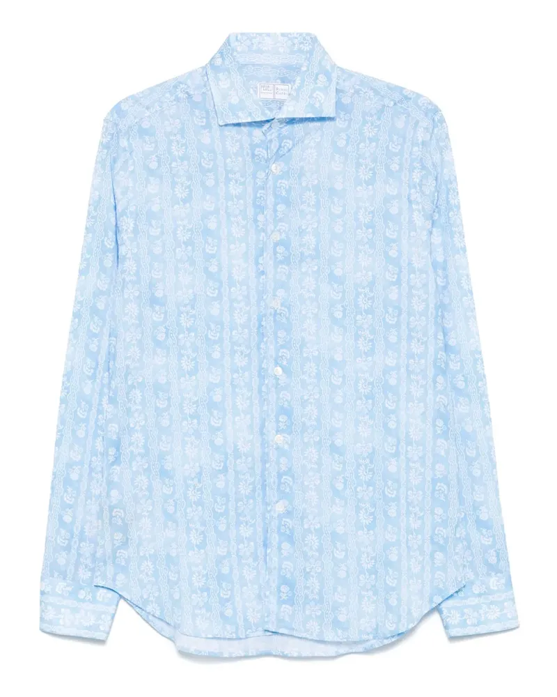 Fedeli Hemd mit Blumen-Print - Blau Blau