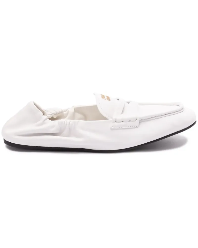 Miu Miu Penny-Loafer mit Logo - Weiß Weiß