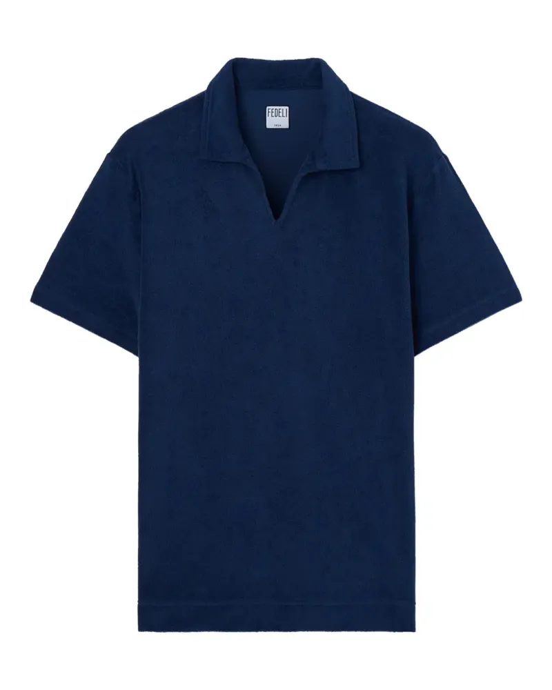 Fedeli V-neck knitted T-shirt - Blau Blau