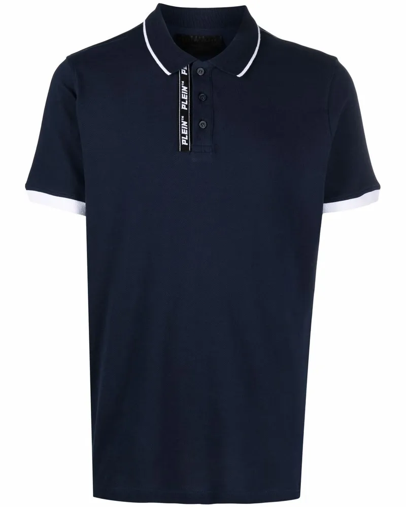 Philipp Plein Poloshirt mit Logo-Streifen - Blau Blau