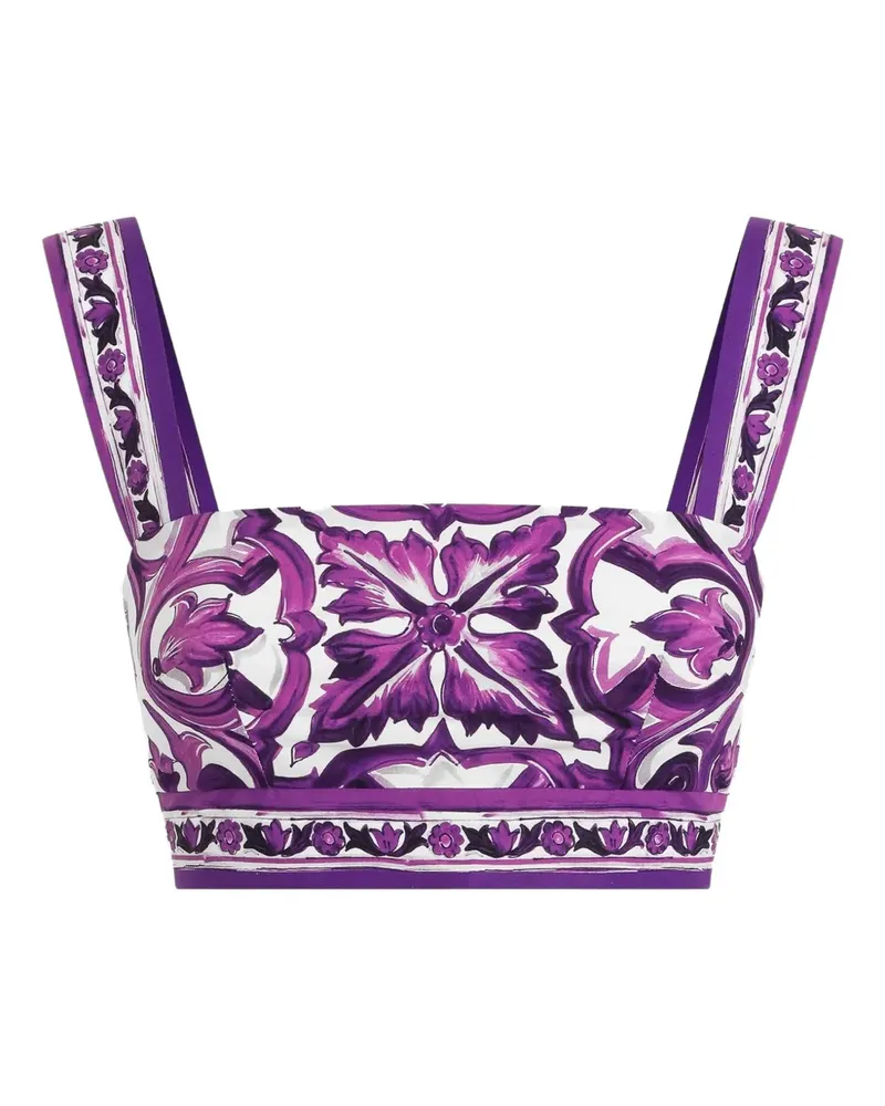 Dolce & Gabbana Bralette-Top mit Majolica-Print - Weiß Weiß