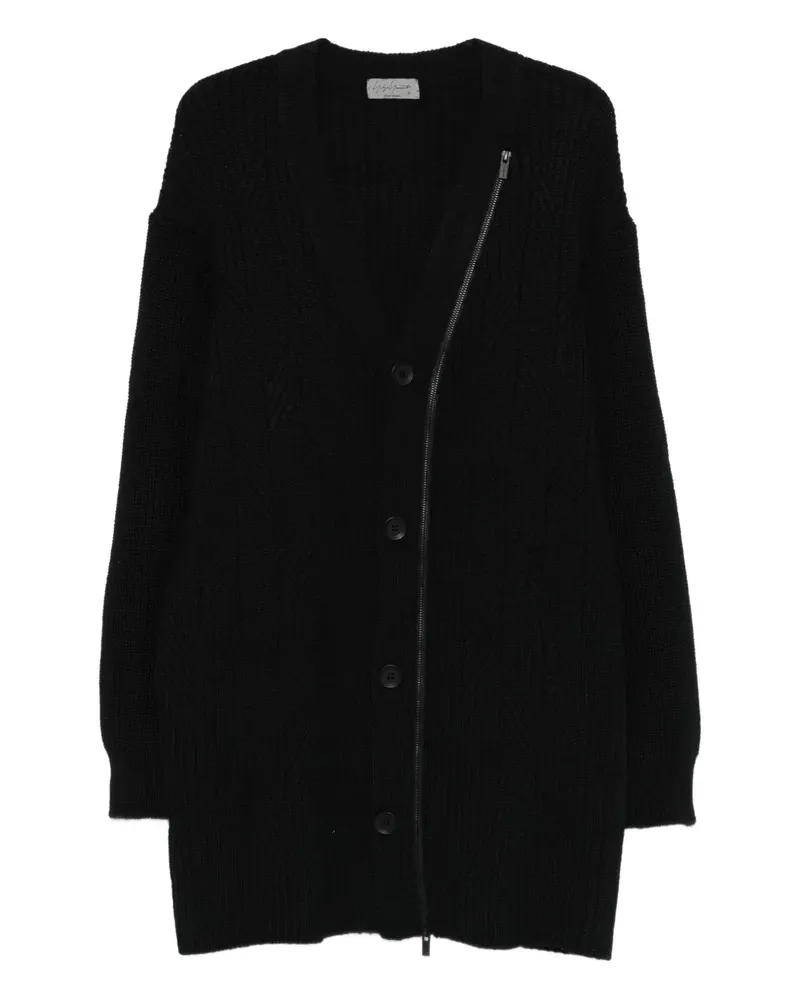 Yohji Yamamoto Cardigan mit Zopfmuster - Schwarz Schwarz