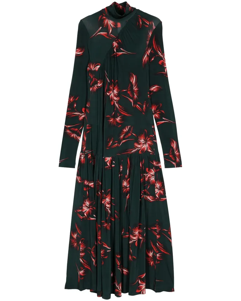 Colville Cafe Muller Midikleid mit blumigem Print - Schwarz Schwarz