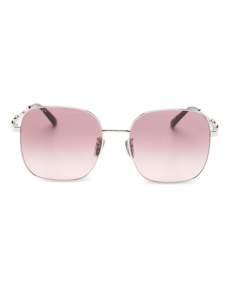 Gucci Sonnenbrille mit eckigem Gestell - Silber Silber
