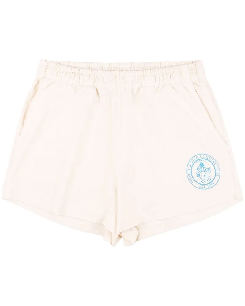 SPORTY & RICH Disco Lion Shorts mit Wappen-Print - Nude Nude