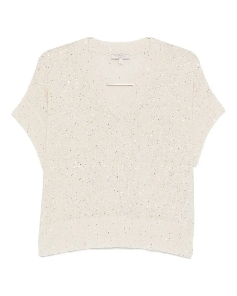 Antonelli Firenze sequin-embellishment V-neck top - Nude Nude