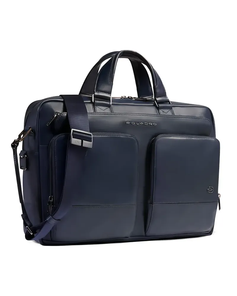 Piquadro zip leather laptop bag - Blau Blau