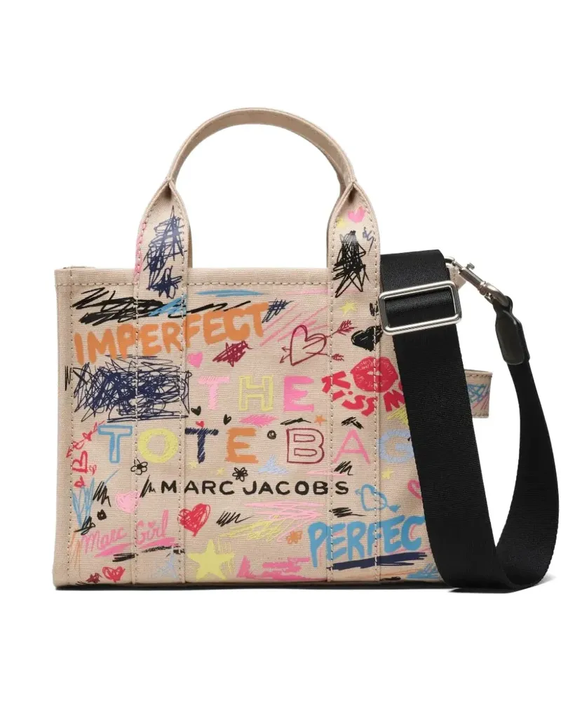 Marc Jacobs small The Punk Scribble canvas tote bag - Nude Nude