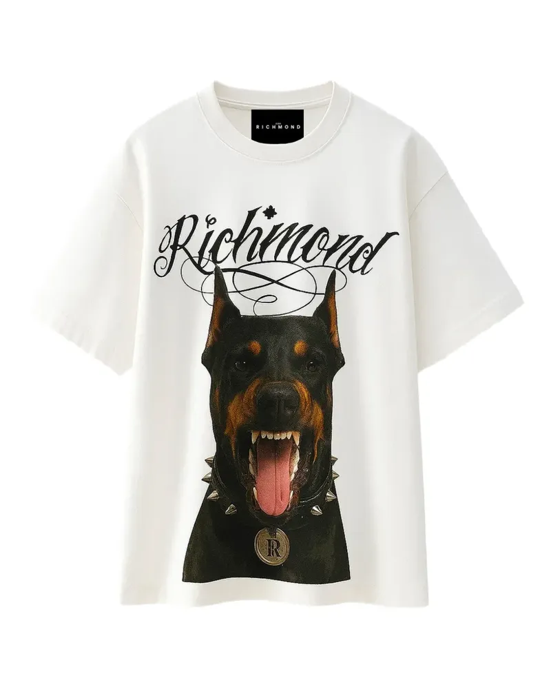 John Richmond dog-print T-shirt - Weiß Weiß
