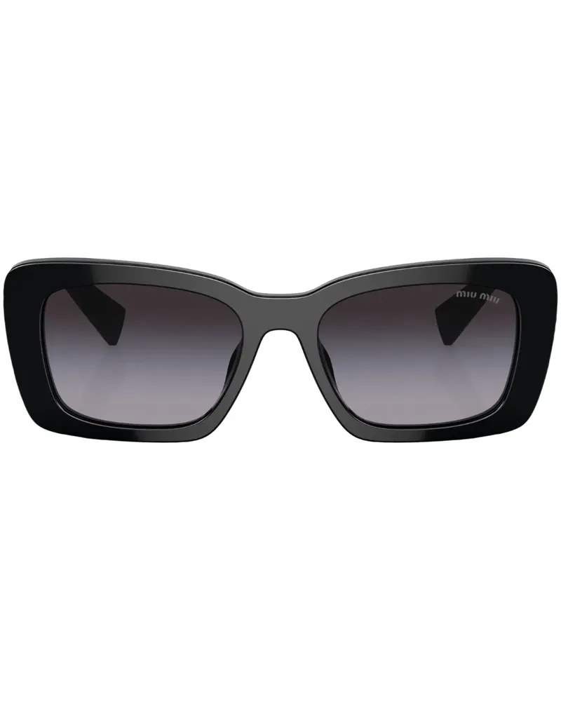 Miu Miu Eckige Sonnenbrille mit Logo-Schild - Schwarz Schwarz