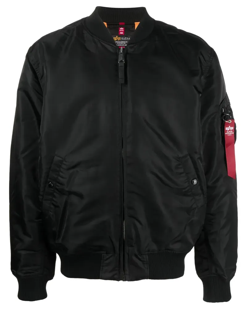 Alpha Industries Bestickte Bomberjacke - Schwarz Schwarz
