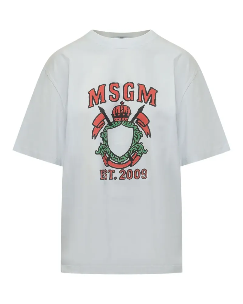MSGM T-Shirt mit Logo-Print - Weiß Weiß