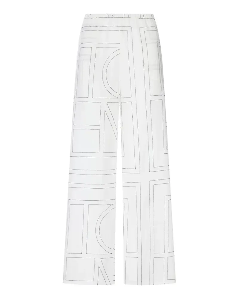 Totême Hose mit Monogramm-Stickerei - Weiß Weiß