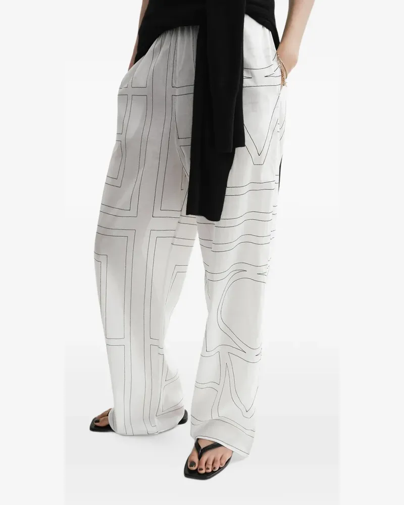 Totême Hose mit Monogramm-Stickerei - Weiß Weiß