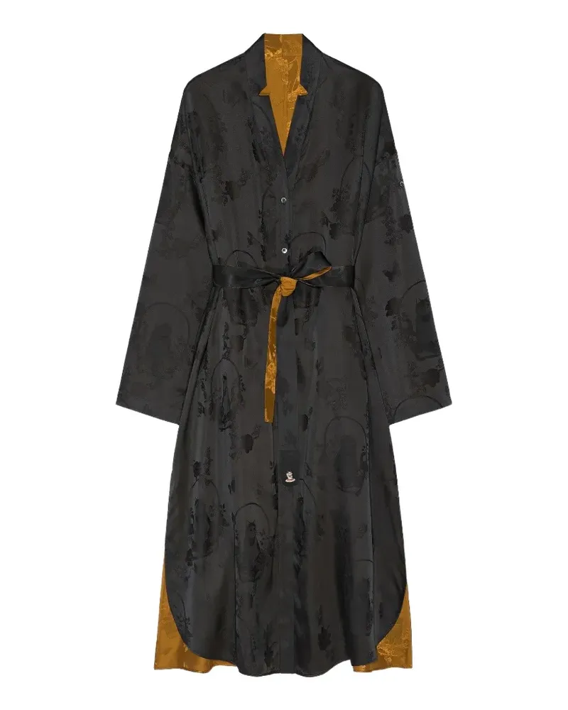 Shanghai Tang Prosperity jacquard-woven belted coat - Schwarz Schwarz