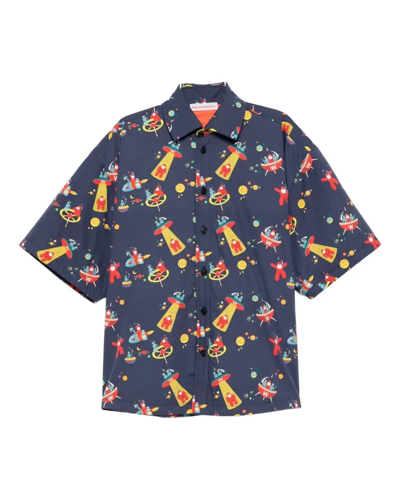 Walter van Beirendonck Hemdjacke mit durchgehendem Print - Blau Blau