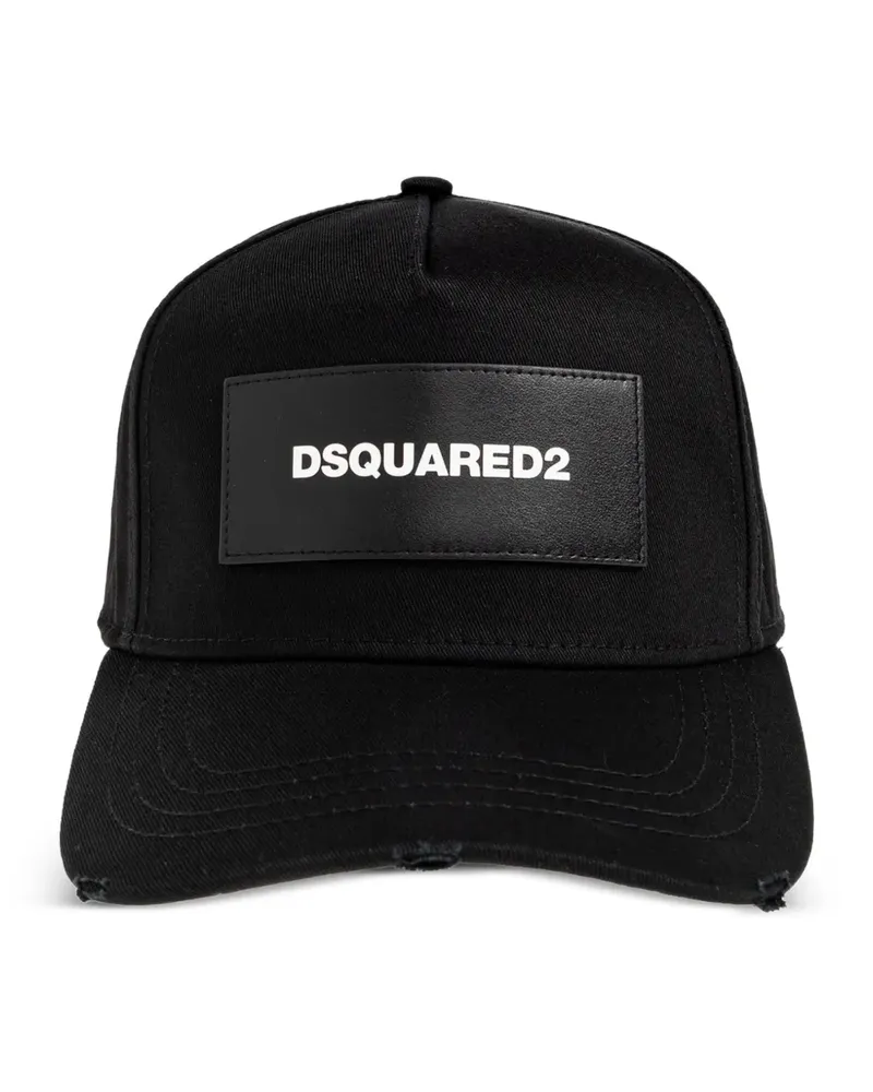 Dsquared2 logo-patch distressed baseball cap - Schwarz Schwarz