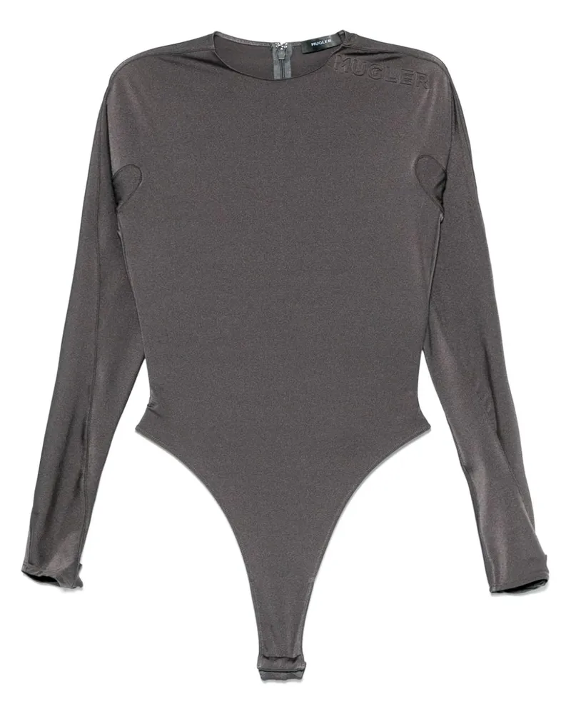 Thierry Mugler Body mit Logo-Prägung - Grau Grau