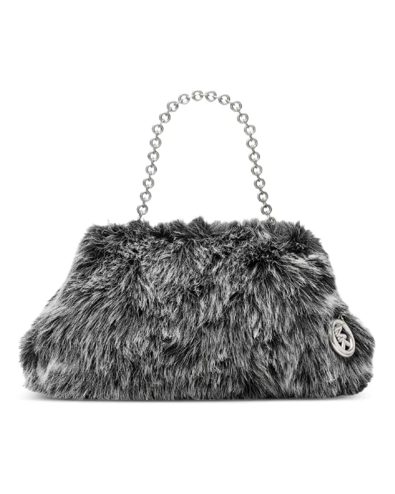 Michael Kors Große Cloud Clutch aus Faux Fur - Schwarz Schwarz