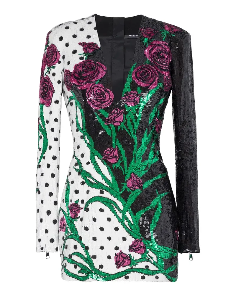 Balmain Minikleid mit V-Ausschnitt - Schwarz Schwarz
