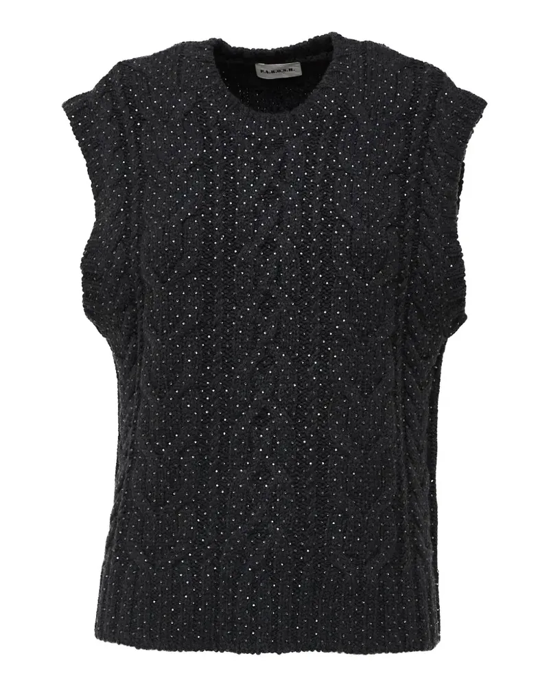 P.A.R.O.S.H. P.A.R.O H. cable-knit rhinestone-embellished vest - Schwarz Schwarz