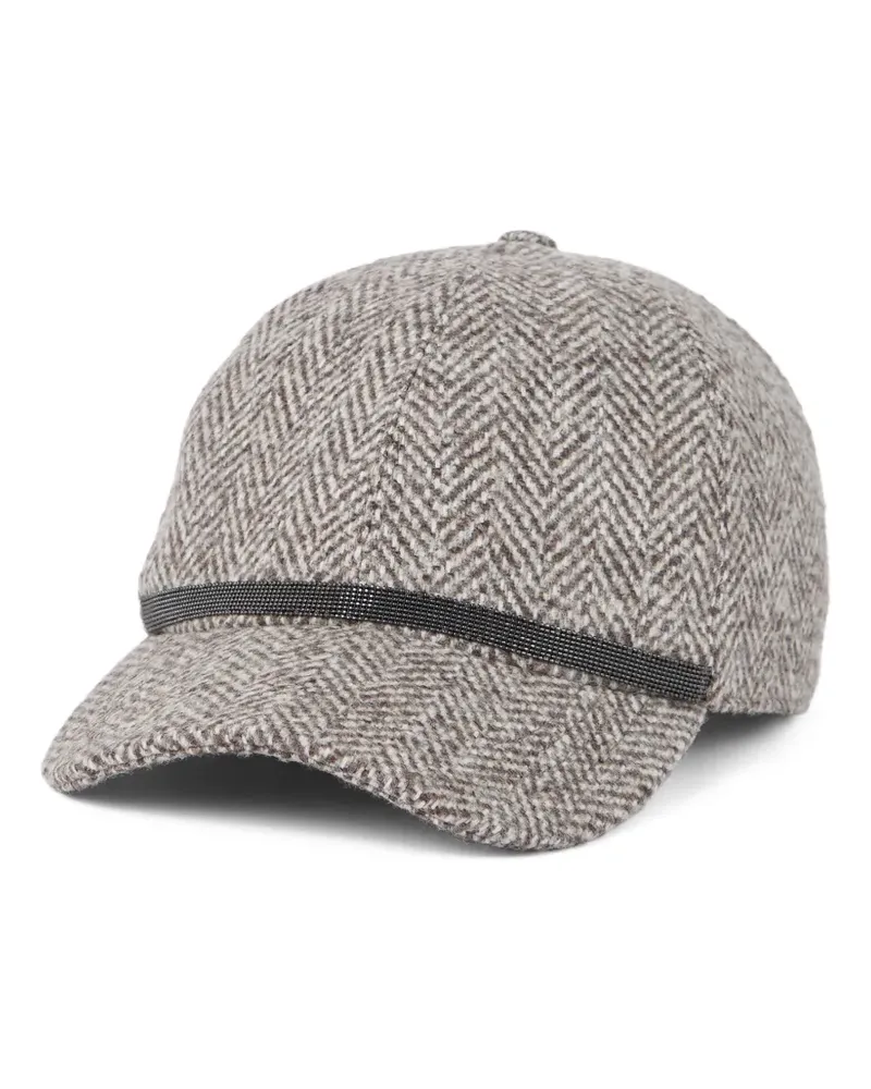 Brunello Cucinelli Baseballkappe mit Fischgrätenmuster - Braun Braun