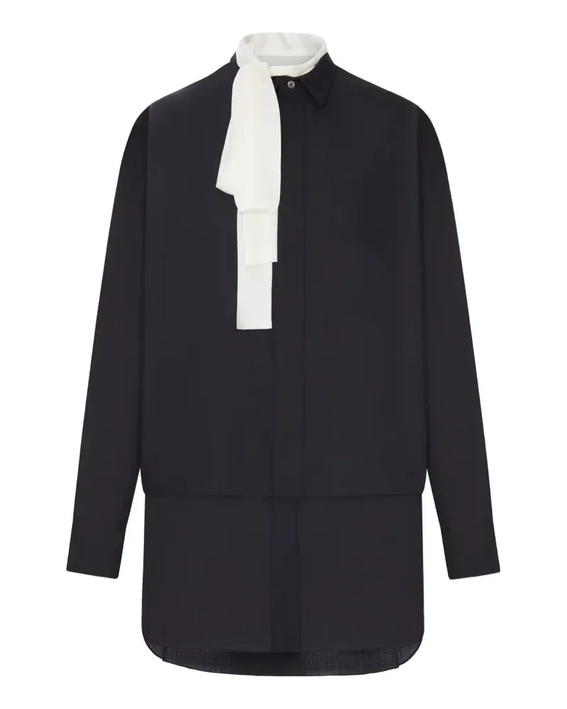 Sacai mini layered pussy-bow dress - Schwarz Schwarz