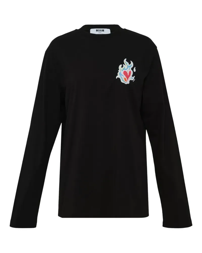 MSGM Love Logo Langarmshirt - Schwarz Schwarz