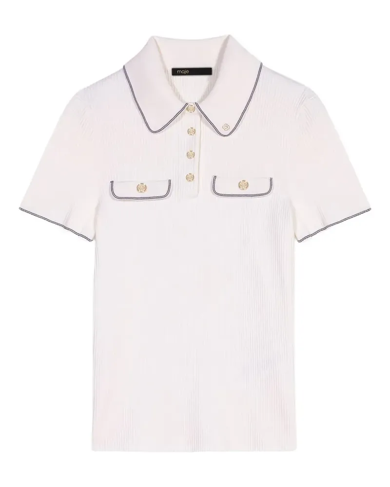 Maje Poloshirt aus geripptem Strick - Weiß Weiß