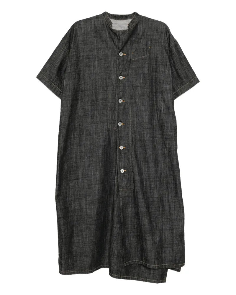Yohji Yamamoto buttoned short-sleeve dress - Schwarz Schwarz