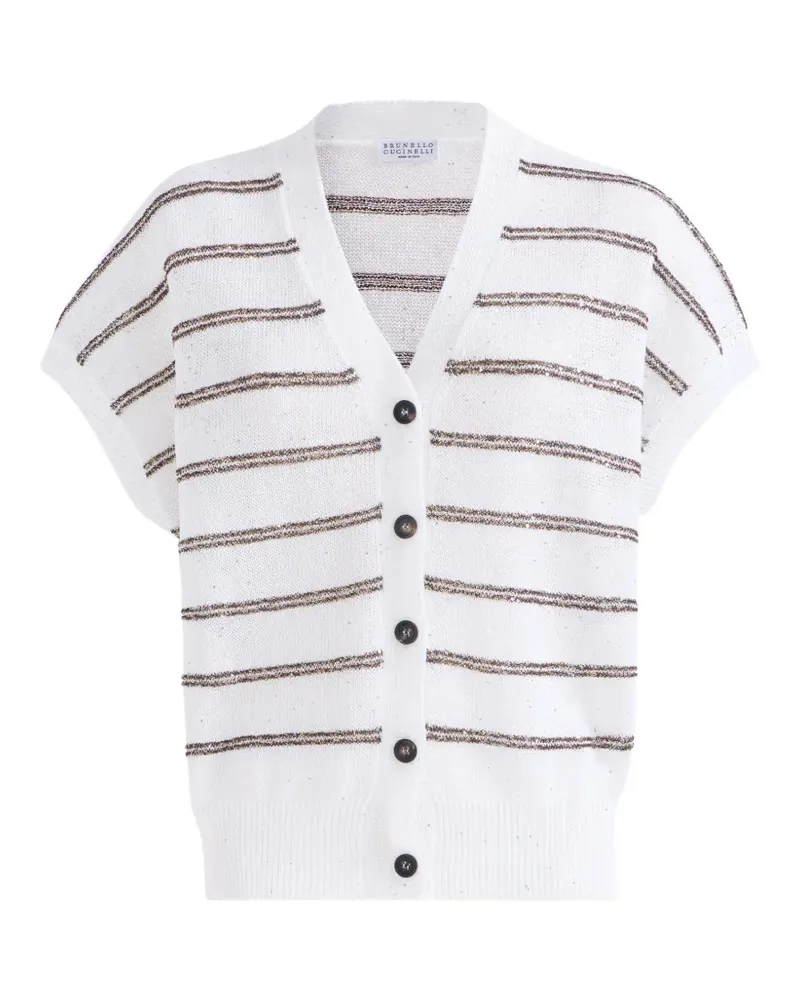 Brunello Cucinelli Cardigan mit Pailletten - Weiß Weiß