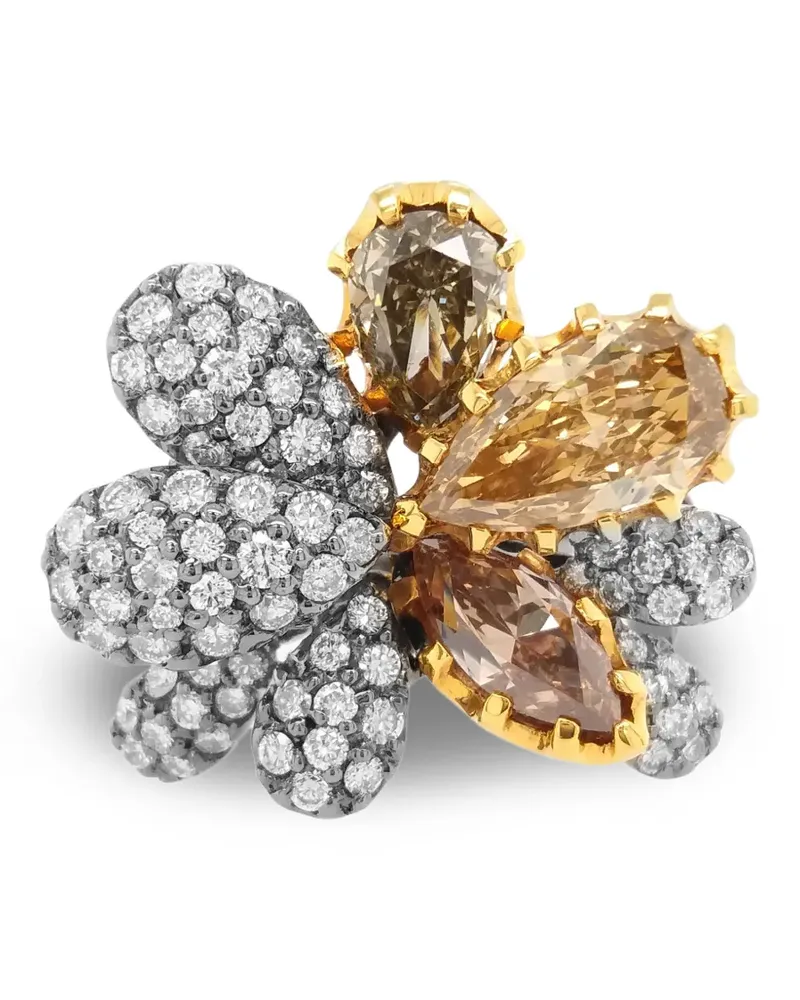 HYT Jewelry Flower Ring mit Diamanten - Silber Silber