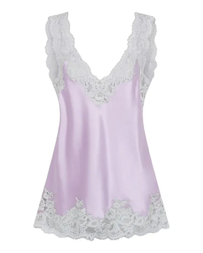 Paco Rabanne lilac silk tank top with lace detailing - Violett Violett