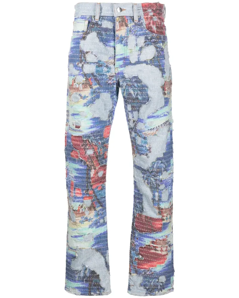 Amiri Aloha Boro Straight-Leg-Jeans - Blau Blau