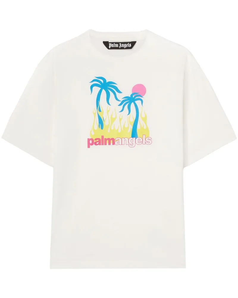 Palm Angels Burning Oasis T-Shirt - Weiß Weiß