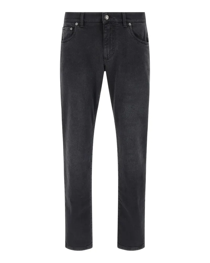 Dolce & Gabbana 5-pocket metal-patch jeans - Schwarz Schwarz