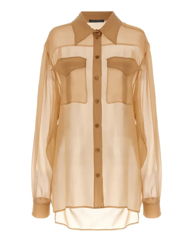 Alberta Ferretti Seidenbluse mit Klappentasche - Nude Nude