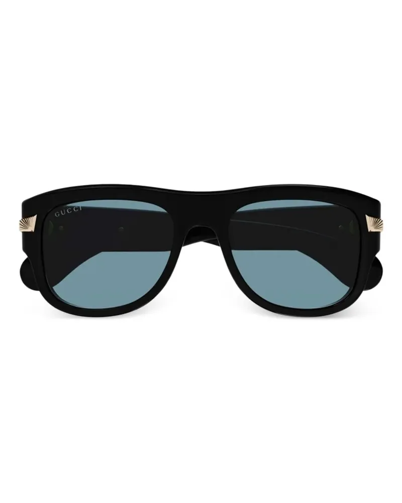 Gucci logo-plaque rectangle-frame sunglasses - Schwarz Schwarz