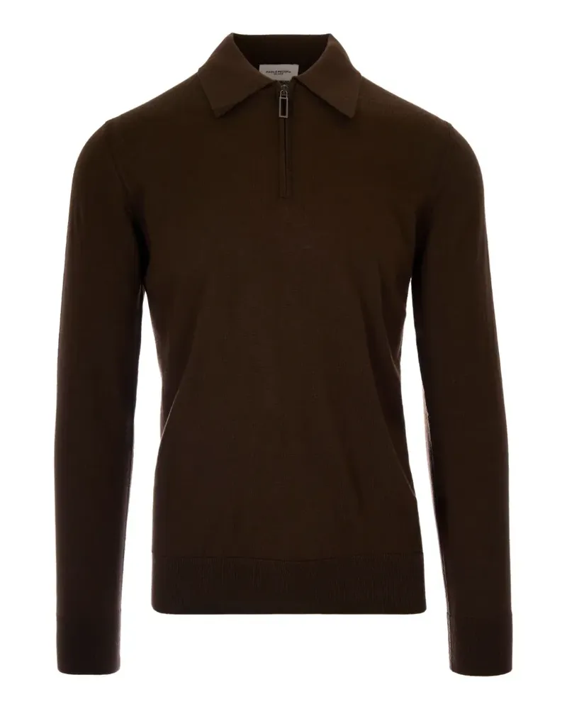 Paolo Pecora Milano zip-fastening long-sleeve polo shirt - Braun Braun