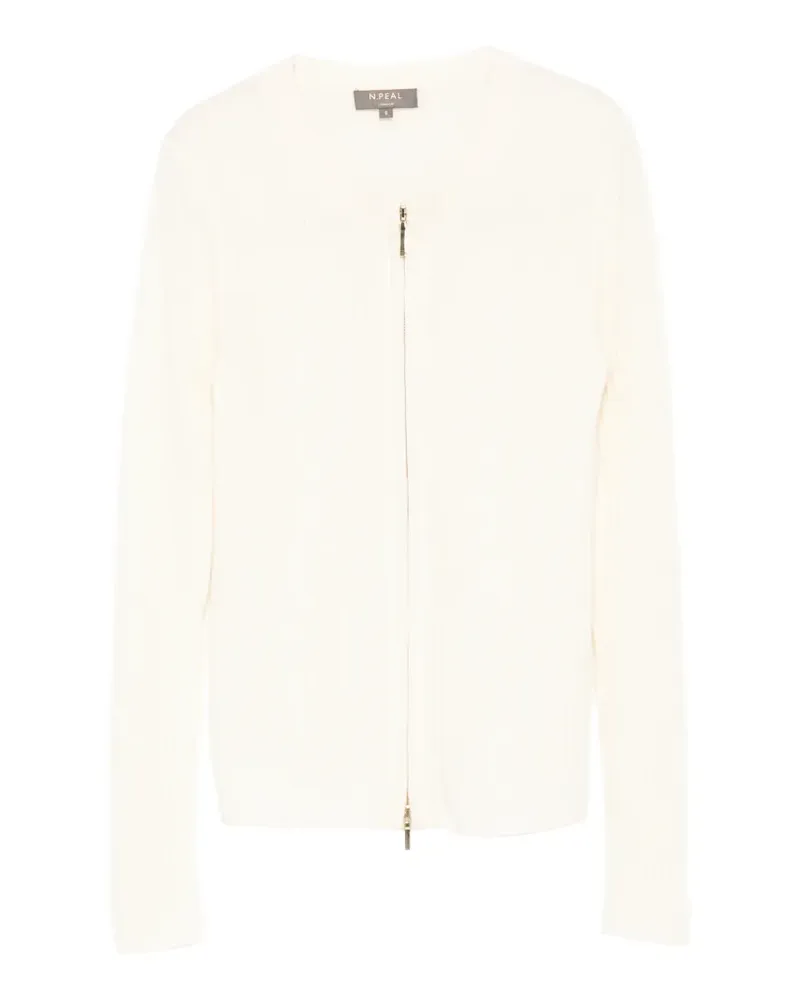 N.Peal Gerippter Cardigan mit Reißverschluss - Nude Nude