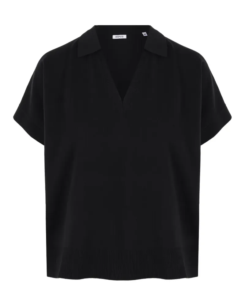 ASPESI T-Shirt mit V-Ausschnitt - Schwarz Schwarz