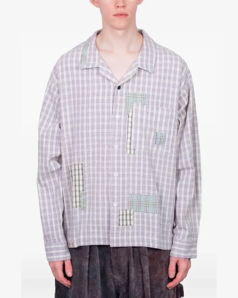 STORY mfg. Greetings check patchwork shirt - Weiß Weiß