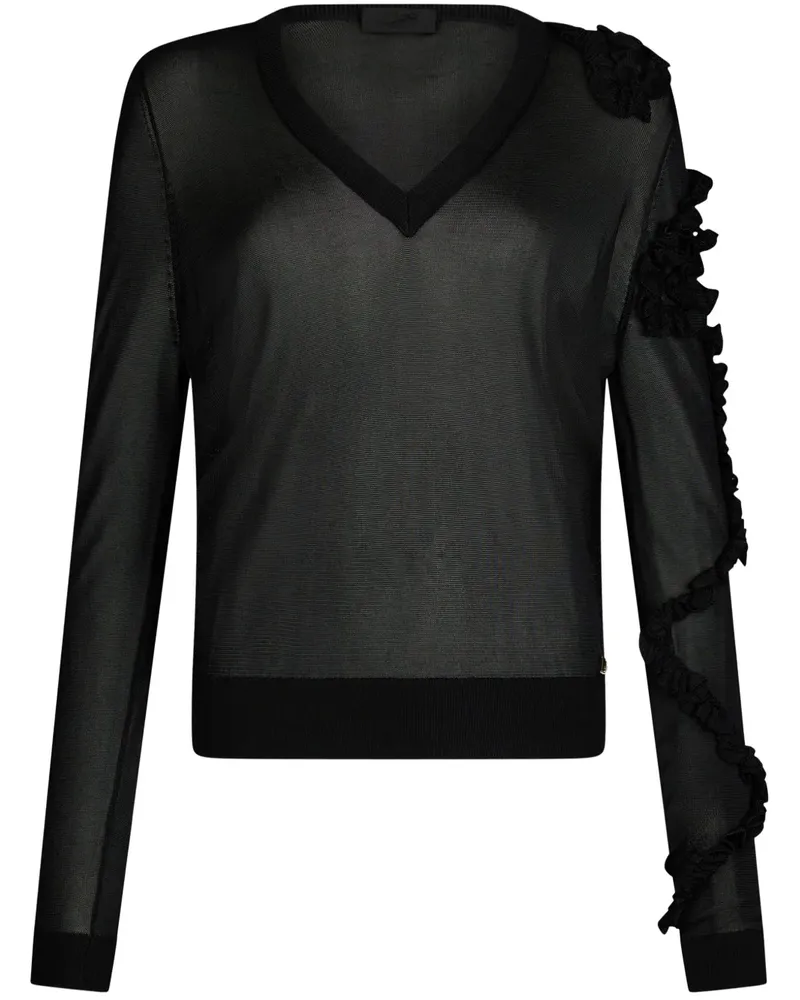 Liu Jo Gerüschter Pullover - Schwarz Schwarz