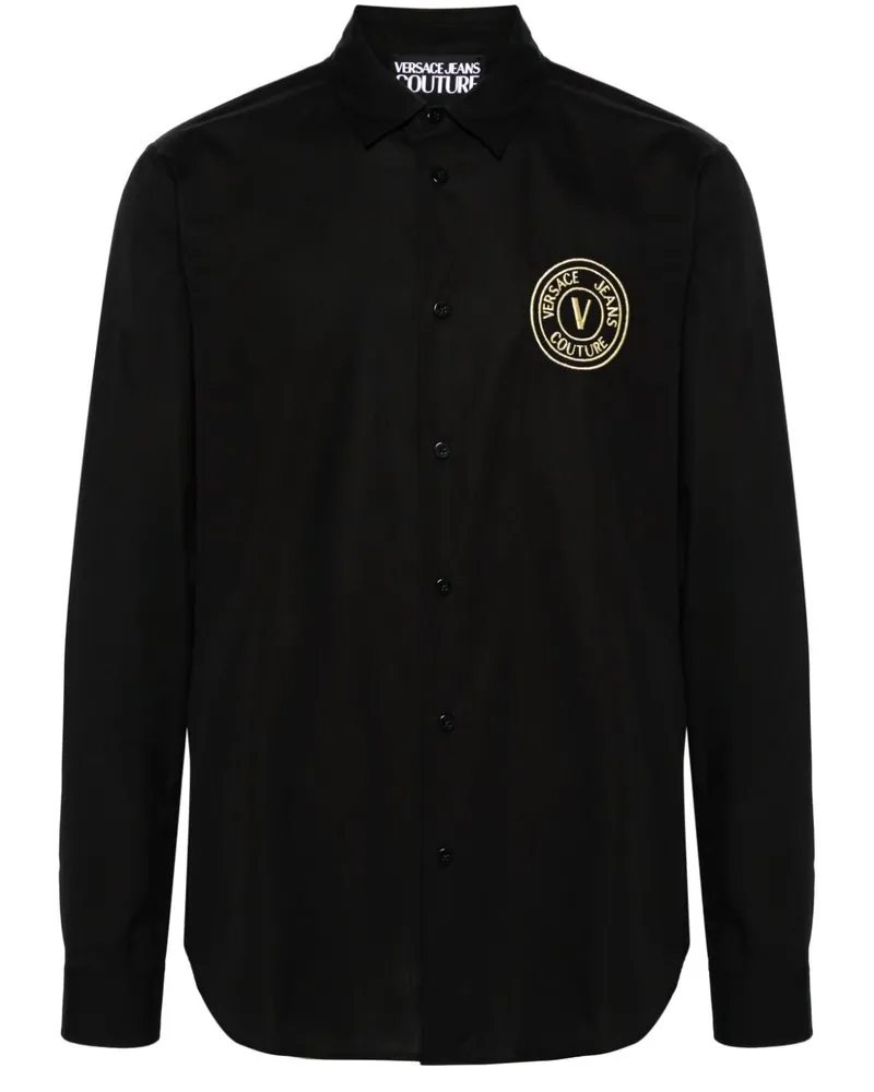 Versace Jeans Hemd mit Logo-Stickerei - Schwarz Schwarz