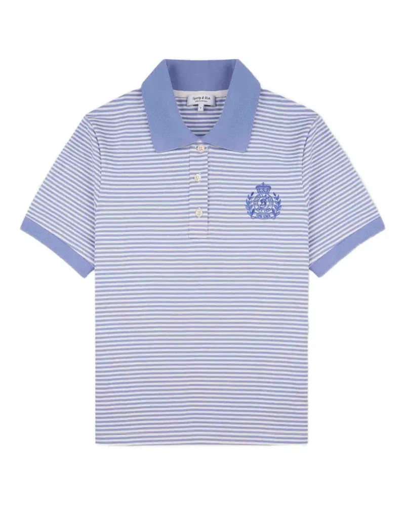 SPORTY & RICH striped embroidered-logo polo shirt - Blau Blau