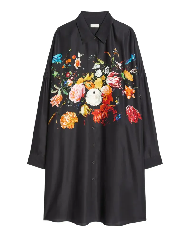 Dries van Noten Hemdkleid aus Viskose - Schwarz Schwarz